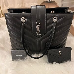 Saint Laurent large monogram loulou matelasse shoulder/tote bag